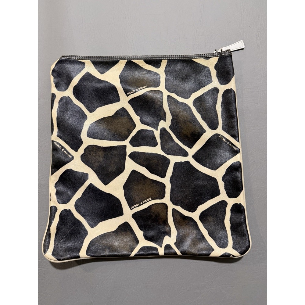 Dooney & Bourke Giraffe Print Laptop Pouch Women Large Brown Cream Animal Rare